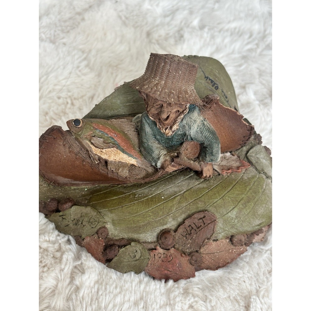TOM CLARK Carne Studio "Walt" FISHERMAN Gnome SIGNED‎ 1985 CANOE FISH